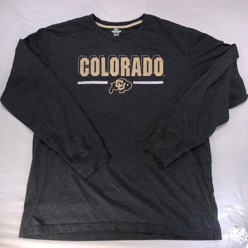 Colosseum Colorado Buffaloes Long Sleeve T-Shirt Charcoal Grey XXL NCAA CU